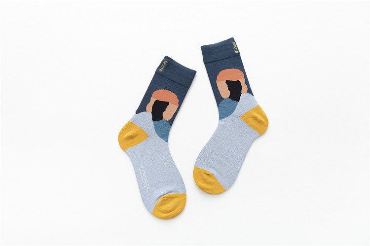 Unisex Oil Painting Style Women Socks 100 Cotton Harajuku Colorful Mid Socks Women 1 Pair Size 35-43 Christmas: 8120-2