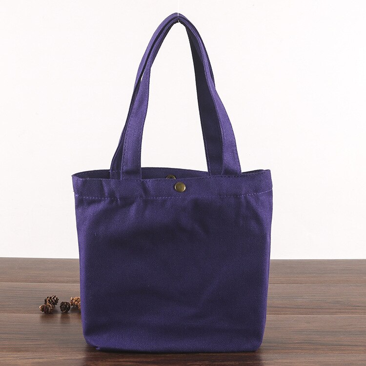 Sacs à provisions en toile mini-portables, simples, petits sacs en tissu pour femmes, couleur unie pure, fourre-tout décontracté, sacs en toile de coton, sac à main: Violet
