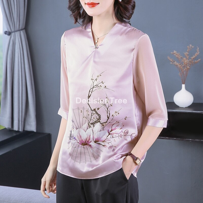 Ropa china qipao para mujer, camisas tangzhuang, tops de gasa cheongsam antiguo, blusa oriental cheongsam hanfu,: color1 / XXL