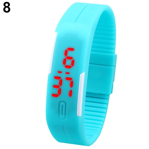 Hommes femmes montres Silicone rouge LED sport Bracelet tactile numérique montre-Bracelet électronique montres horloge directe: Light Blue