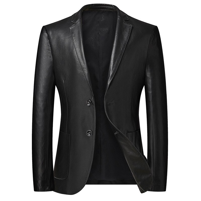 Plus storlek 6xl 7xl 8xl herr läder kostym jacka höst klassisk svart business casual lösa pu rockar manligt märke: 5xl