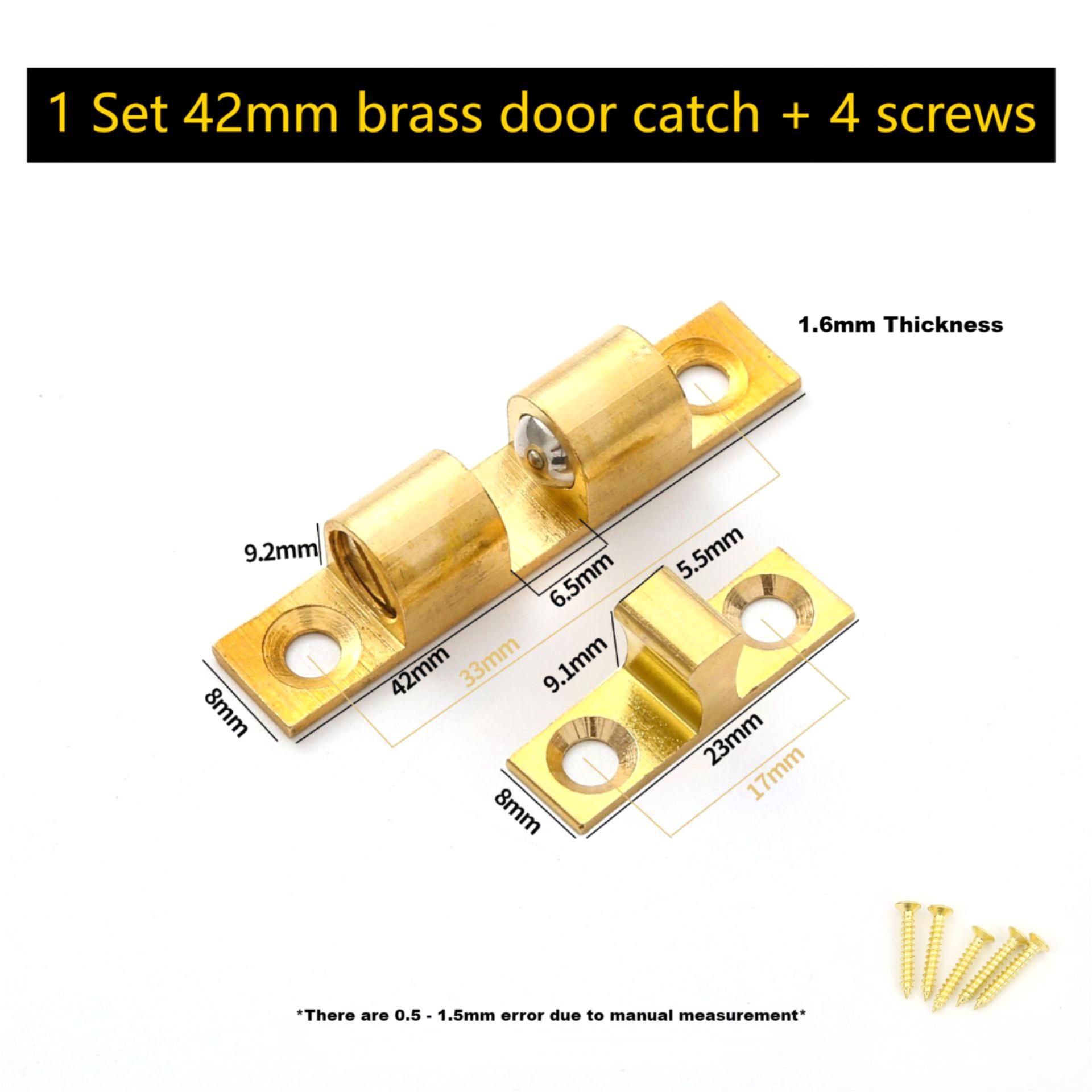 Cabinet Door Catch Solid Brass Adjustable Spring Ball Latch Furniture Door Closer with Free Screws 40mm/50mm/60mm/70mm: Beige