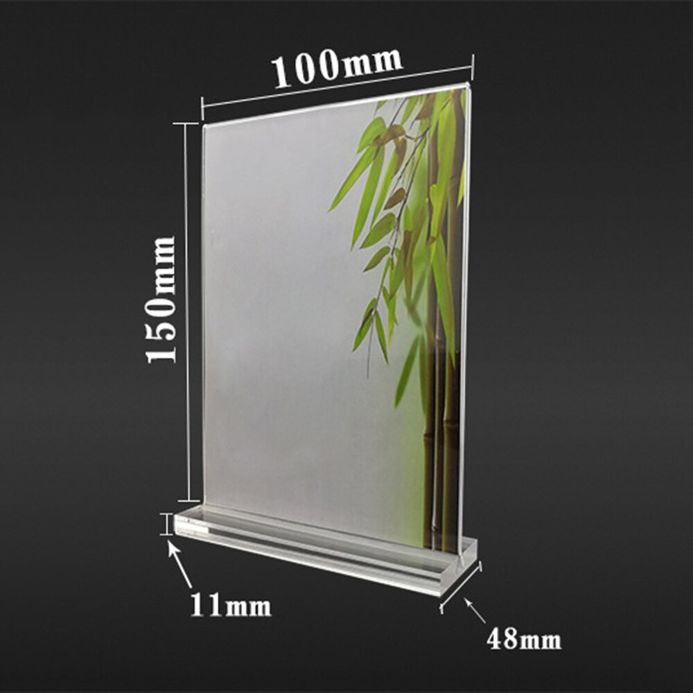 Acrylic Photo Frame Freestanding Picture Frame 100x150mm Table Display Card Stand