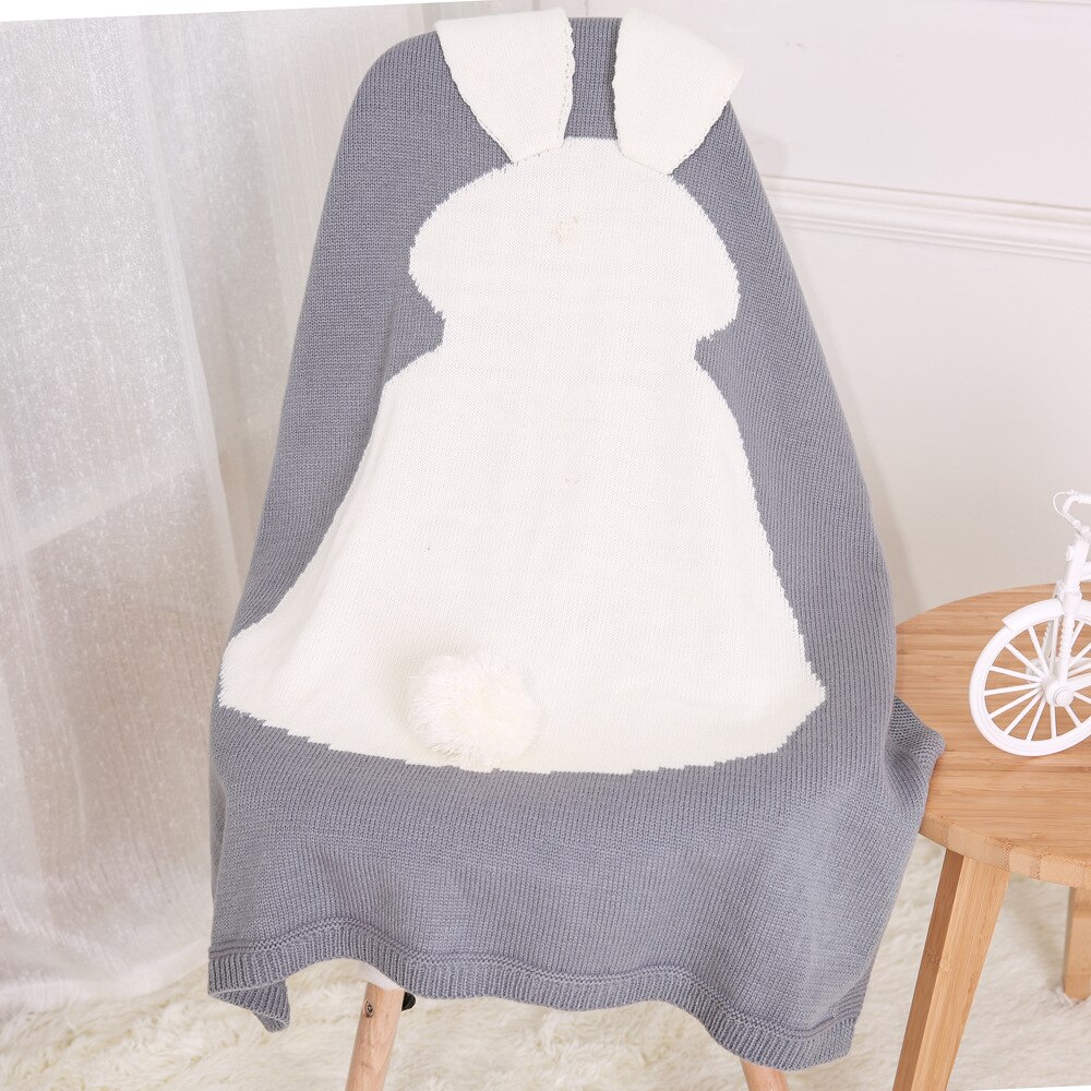 Mantas de bebé, manta de conejito de punto para recién nacido, de conejo, accesorios para ropa de cama para niños, accesorios para fotos de niñas, Toalla de baño de 105*75 cm: Gris