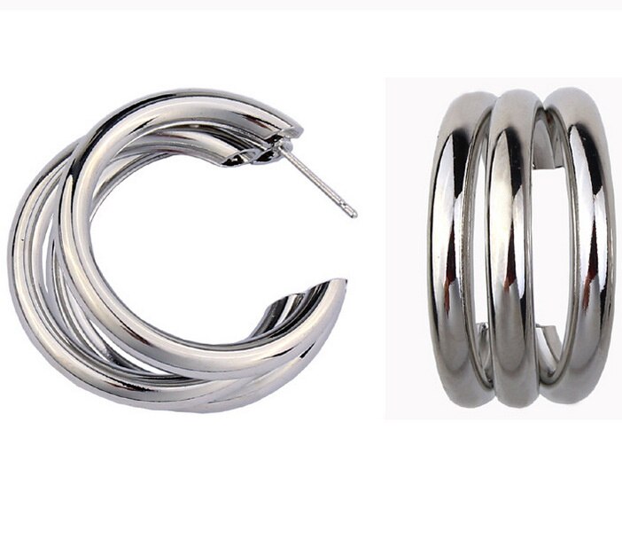 Boucles d'oreilles rétro en métal or en forme de C pour femme, multiples bijoux, coréenne, argent, aiguilles, 2022, 2022: Silver