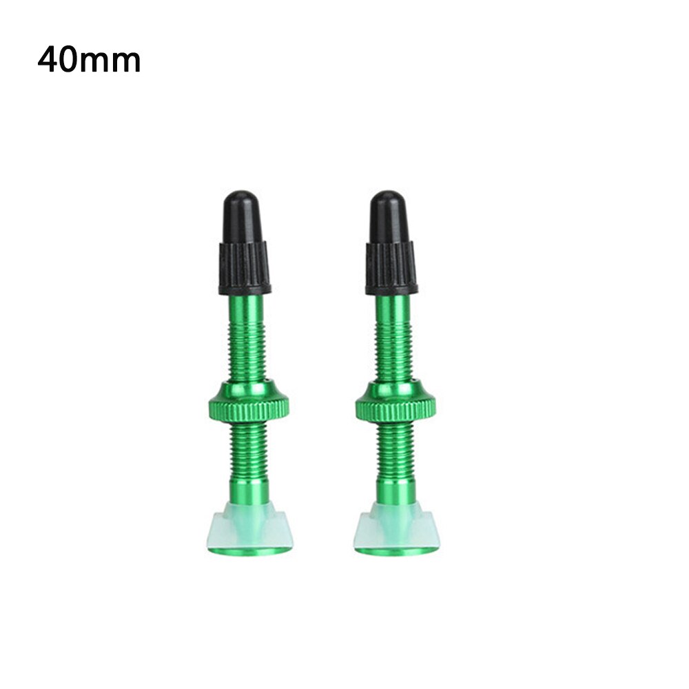 Válvula de neumático sin tubo para bicicleta, vástago de aleación de aluminio de 40 y 60mm, núcleo de latón, 2 uds.: green 40mm