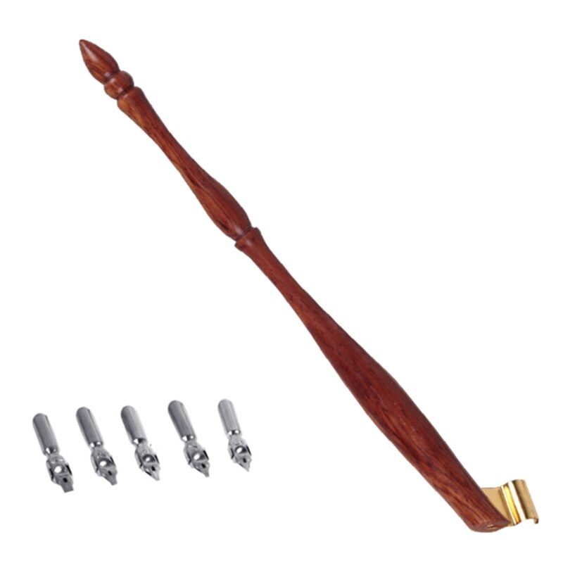 Wooden Dip Pen Writing Quill Pen with Black Ink Handmade Calligraphy Set 5 Different Styles of Nib Calligraphy Set 40JB: B
