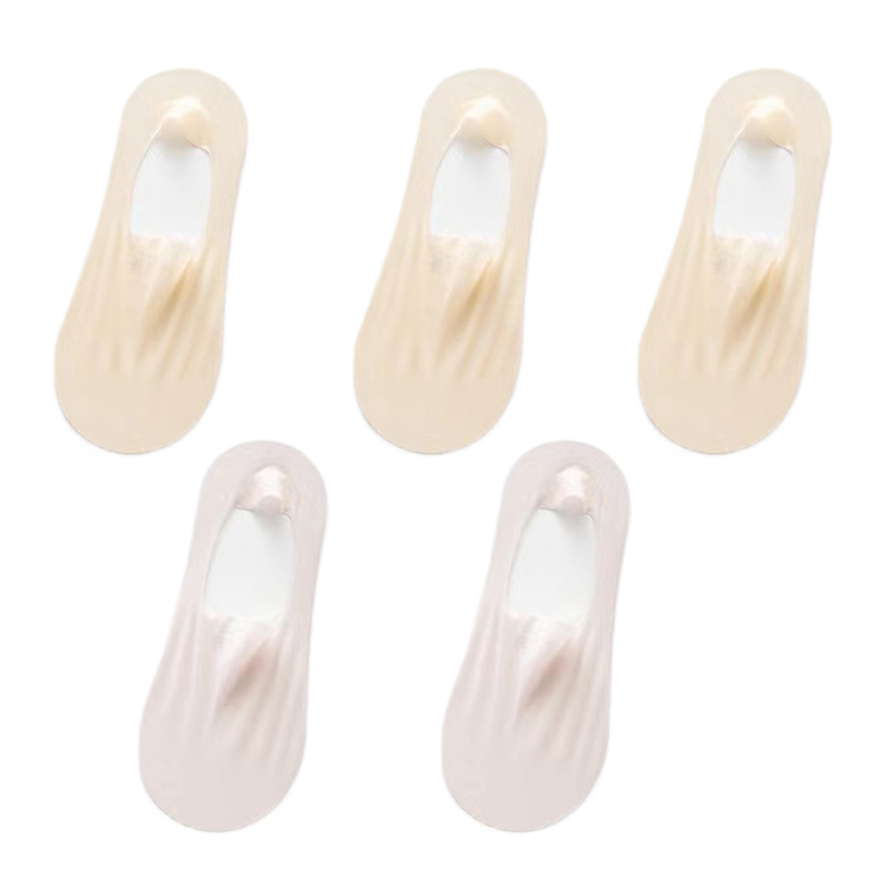 5Pairs Women Invisible Boat Socks Breathable Silicone Non-slip Ultra-thin Sock Slippers Elastic Ice Silk Low Sox: Lavender