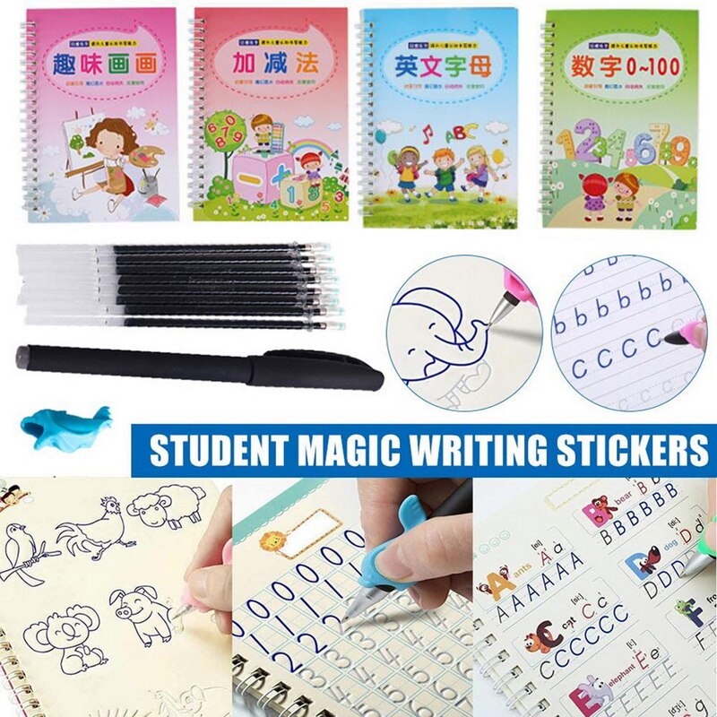 English Copybook Stroke Simple Hand Lettering Practice Copybook Board Student Magic Magic Writing Stickers Learning English Tool: B