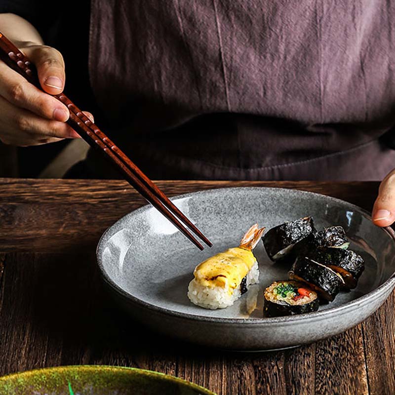 Plats en céramique de style japonais, plats profonds sous glaçure, fours créatifs, grands plats, plats, plats à soupe, plats à bouche profonde