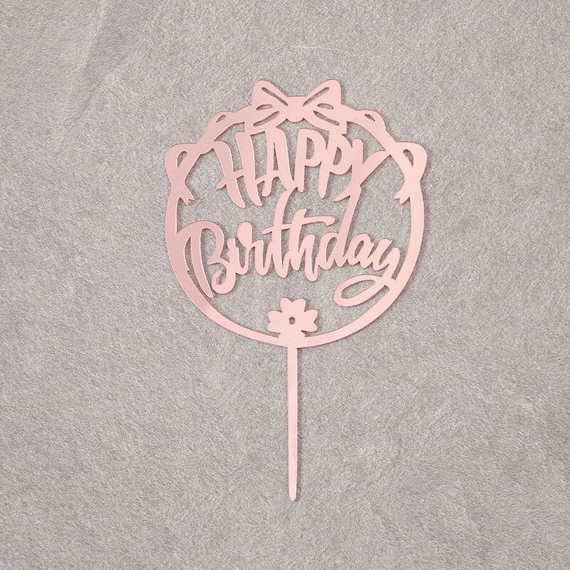 Gold Pink Black Acrylic Hand writing Happy Birthday Cake Topper Dessert Decoration for Birthday Party Lovely: 6