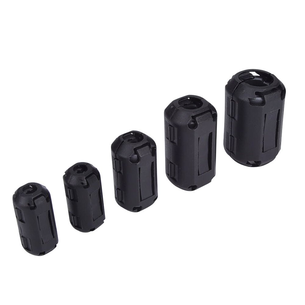 20 Pieces Clip-on Ferrite Ring Core RFI EMI Noise Suppressor Cable Clip for 3mm/ 5mm/ 7mm/ 9mm/ 13mm Diameter Cable, Black