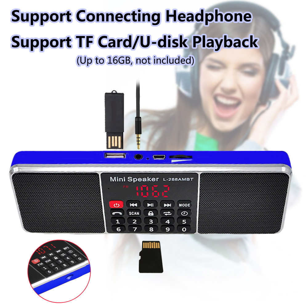 Portable Stereo Radio FM AM Receiver Bluetooth-compatible Wireless Speaker Support TF Card MP3 Play Handsfree Call Sleep Timed