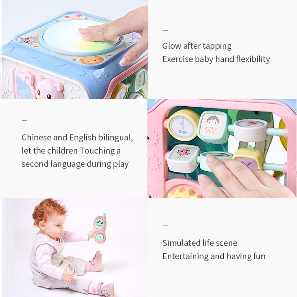 Infant baby multi-function music box electronic gear geometry blocks arranged puzzle music box toy baby