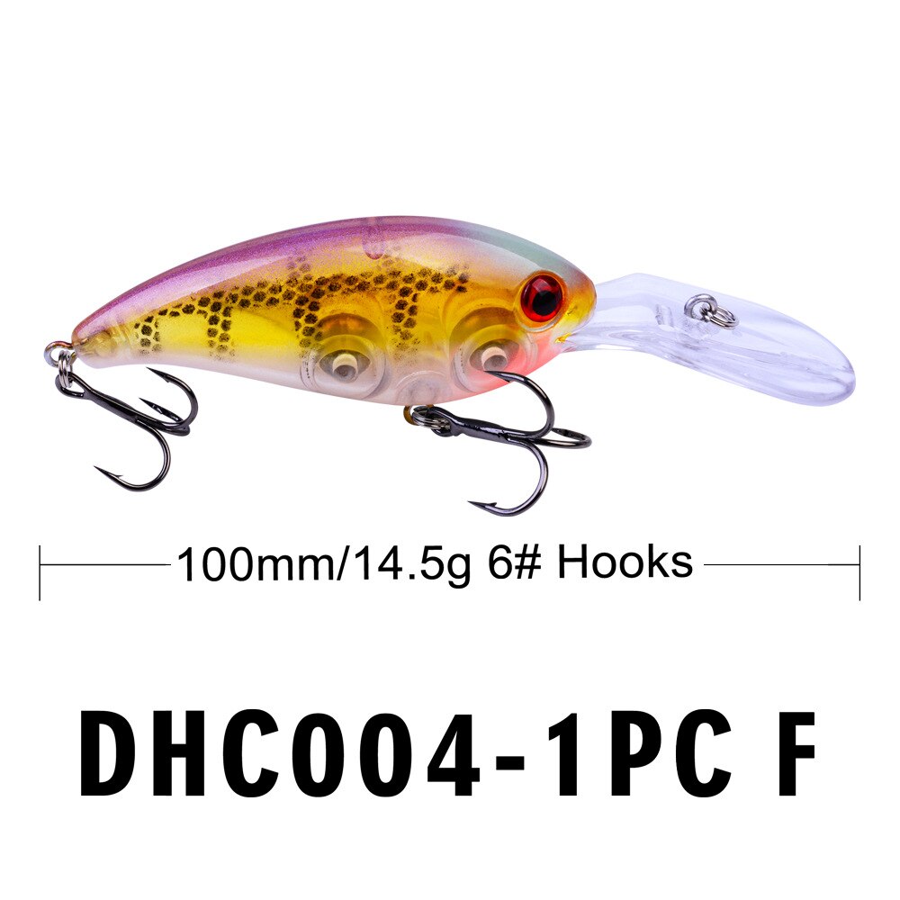 10Cm 14.5G Crankbait Lange Lip Vissen Lokken Drijvende Bionic Wobbler Crank Aas Kunstmatige Lokken Harde Aas 3D Ogen minnow Bass Aas: F