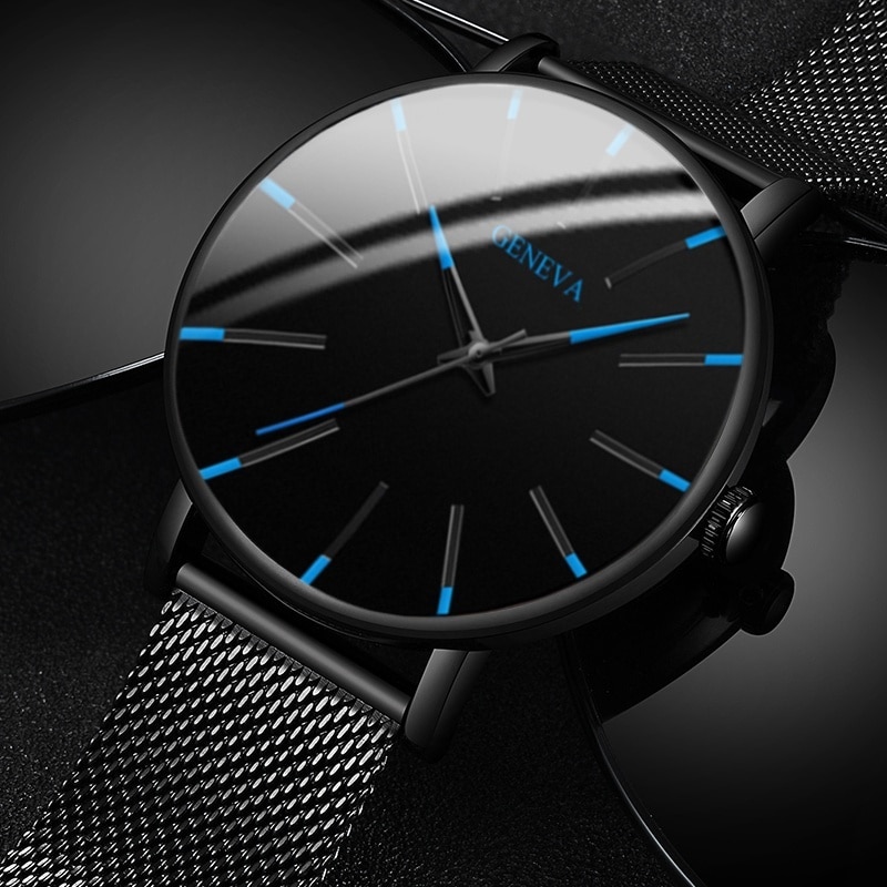 Minimalistische Mannen Mode Ultra Dunne Horloges Eenvoudige Mannen Business Roestvrijstalen Gaas Riem Quartz Horloge Relogio Masculino