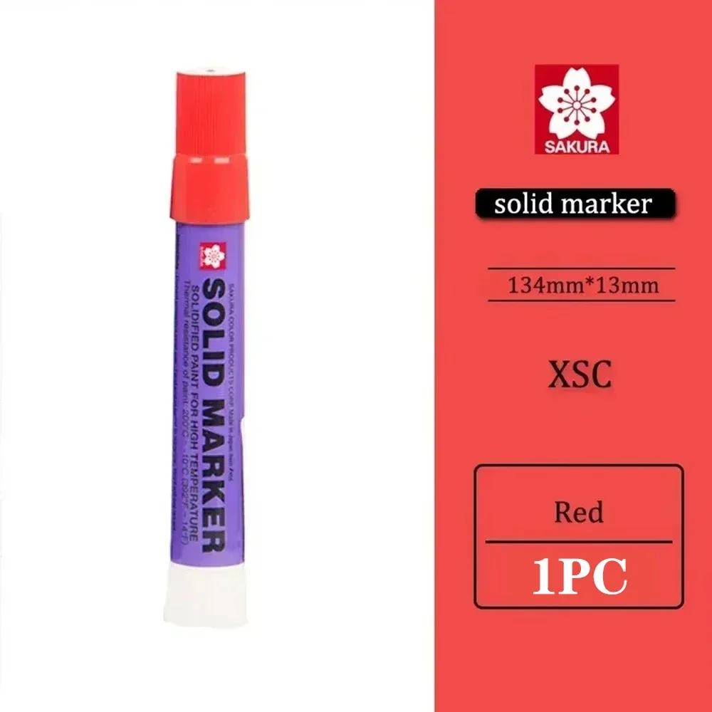1PC SAKURA XSC Solid Color Marker Paint Pen Industrial Crayon Dry Writable Steel Plate Water-oil Surface Permanent Markers: CORAL RED