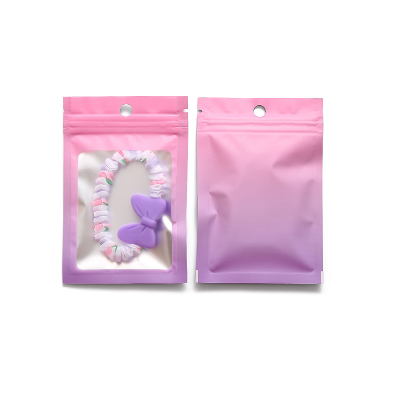 100Pcs Gradient Bags Resealable With Zipper Plastic Packaging Display Pouch Jewelry Storage Packaging Small Businesses Supplies: L / PEACOCK BLUE