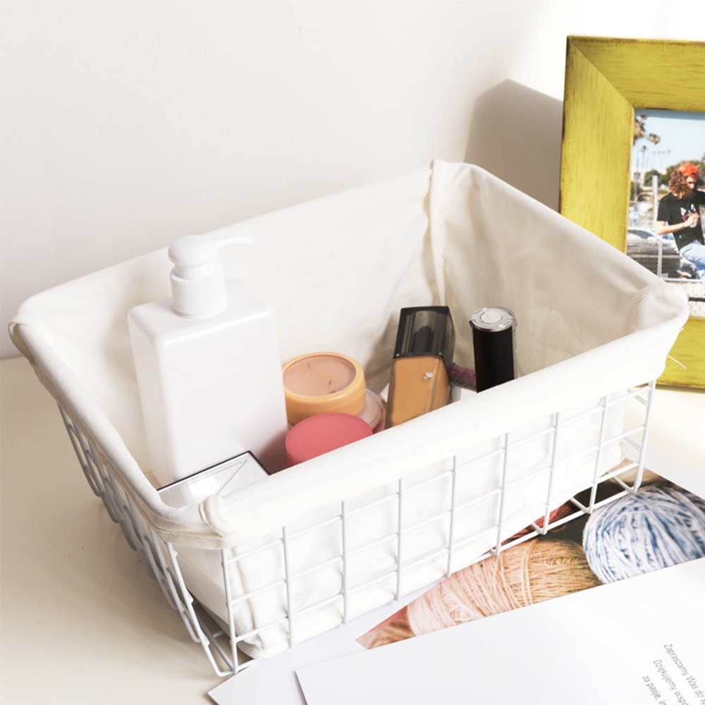 Cesto de hierro de estilo nórdico para almacenaje, cesta para pan y aperitivos, soporte organizador para el hogar, almacenamiento de artículos diversos de cocina para el baño
