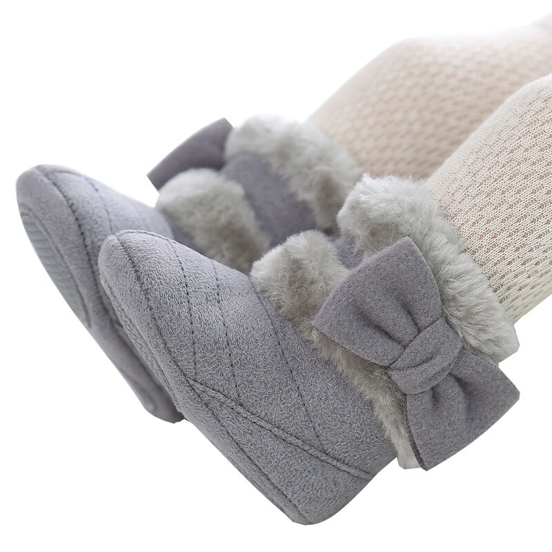 0-18M Newborn Winter Baby Shoes Snow Boots For Girls Footwear Bow-knot Button Plush Ankle Warm Toddler Shoes Baby Boots Non-slip: TX-XZ-01 / 13-18 Months