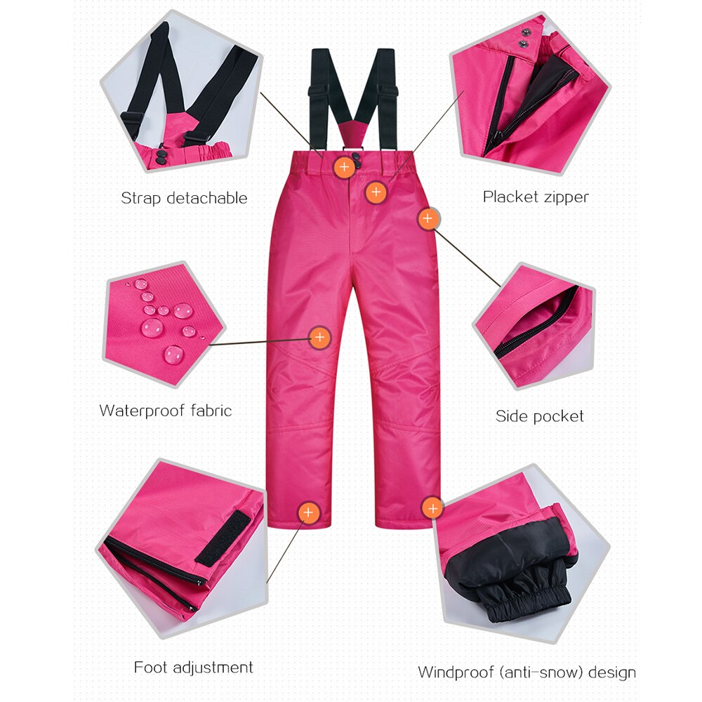 Ski Suit Girls Children's Brands Windproof Waterproof Snow Warm Child Winter Sets Thicken Snowboard Suits LFSJ