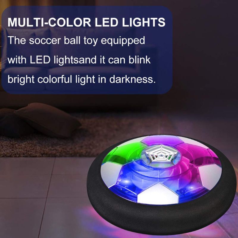 Børn svæve ophængende fodbold luftpude flydende skum fodbold med led lys glidende legetøj fodbold legetøj ophængt fodbold