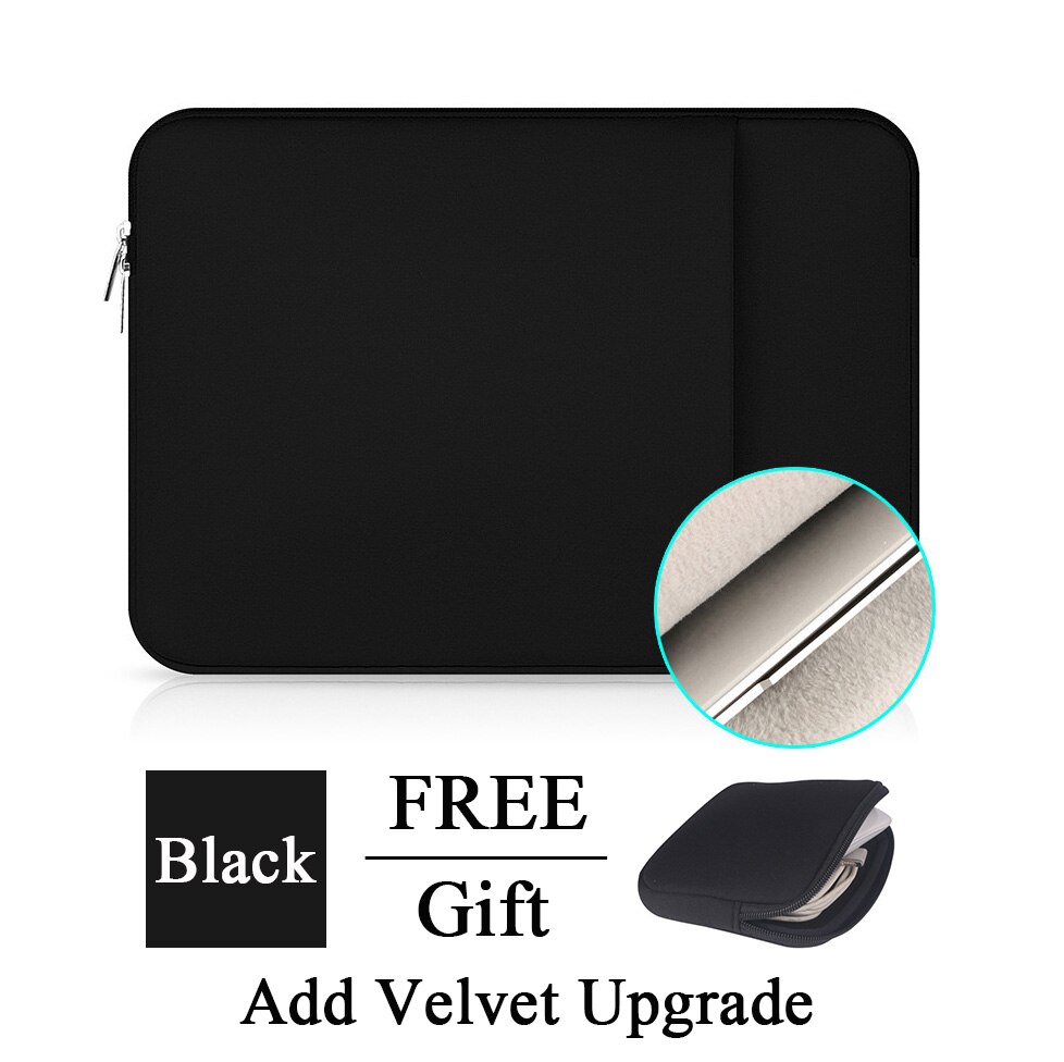 Laptop Notebook Case Tablet Sleeve Cover Bag 11" 12" 13" 15" 15.6" for Macbook Pro Air Retina 14 inch for Xiaomi Huawei HP Dell: Black Velvet Upgrade