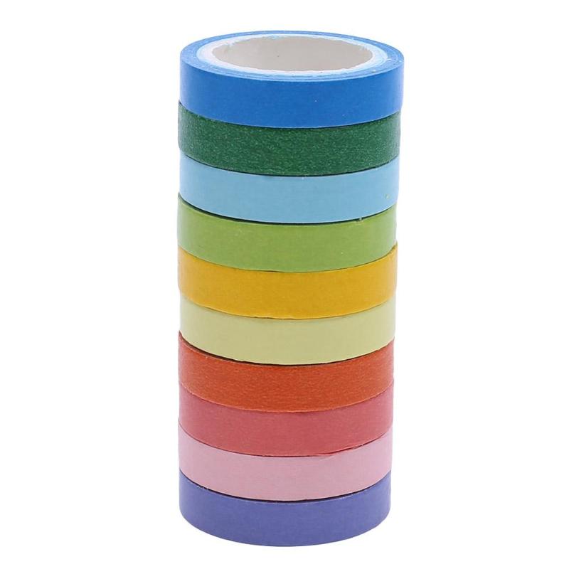 10 farver slik farve skrivbar regnbue papir tape farve klistermærke 10 stk pakke