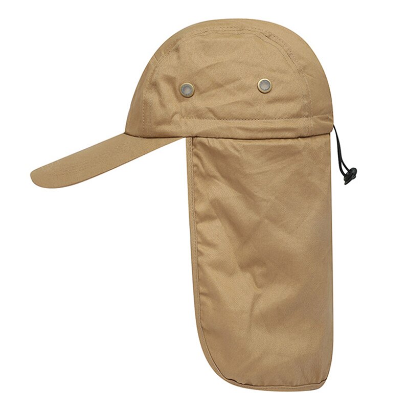 Outdoor Unisex Hiking Caps Quick Dry Sun Visor Cap Hat Sun Protection With Ear Neck Flap Cover For Hiking Riding Caps: Khaki