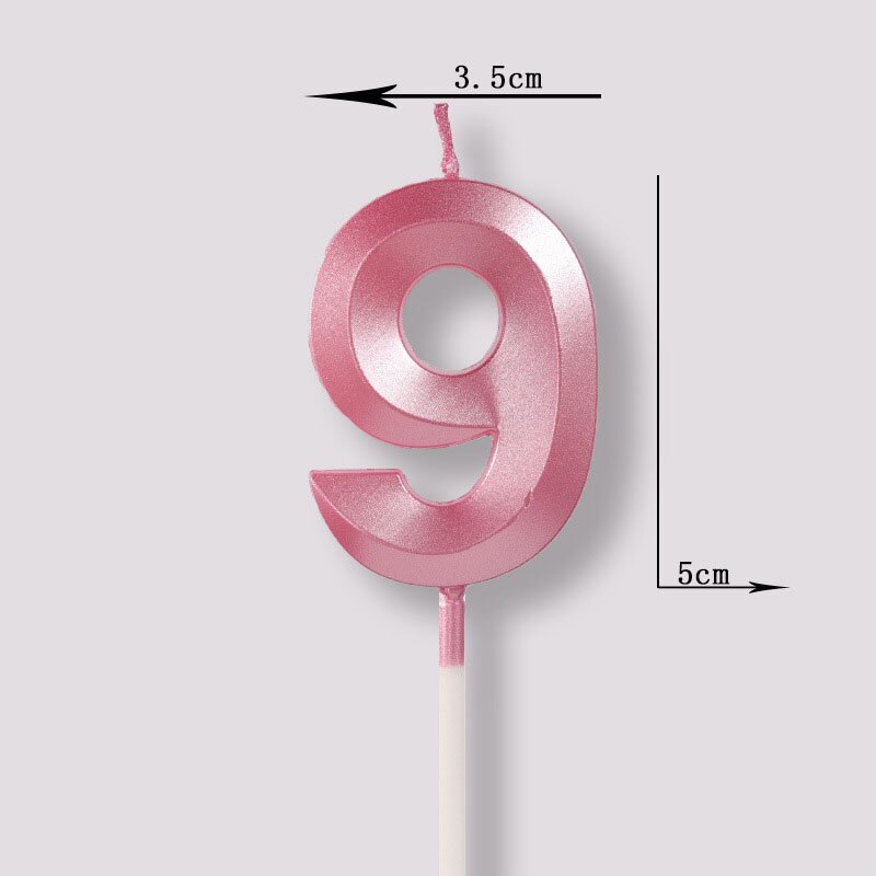 Rose pink Number Candles Party Cake Topper Candle Kids Baby Birthday Anniversary Party Decoration: number 9