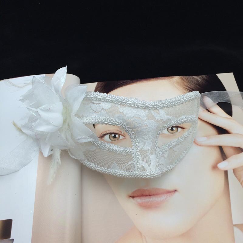 Halloween retro spets genomskinlig mask maskerad prinsessa dam maskerad lily ball mask venedig festdekoration