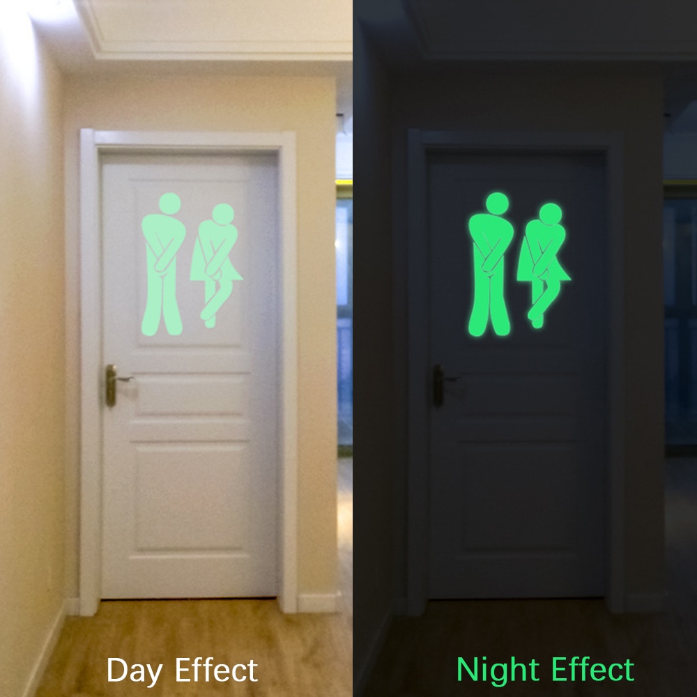 Lichtgevende Wc Muursticker Grappig Gezicht Brief Glow Stickers Voor Wc Badkamer Muur Home Decorations