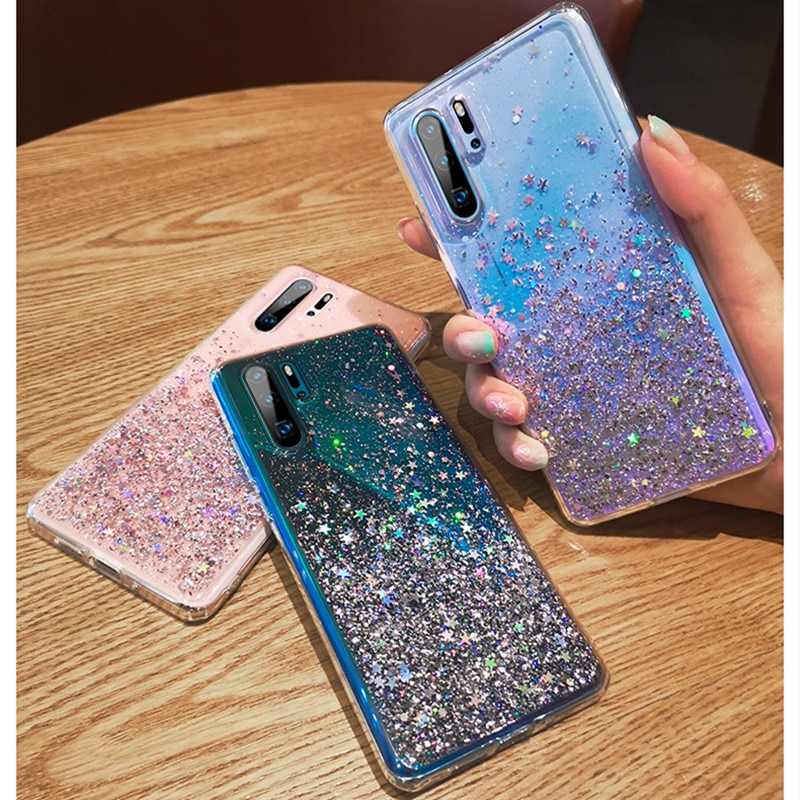 Bling Glitter Case for Huawei P20 Lite P30 Silicon Crystal Sequins Soft Cover for Huawei P30 Lite P20 Pro Transparent Phone Case