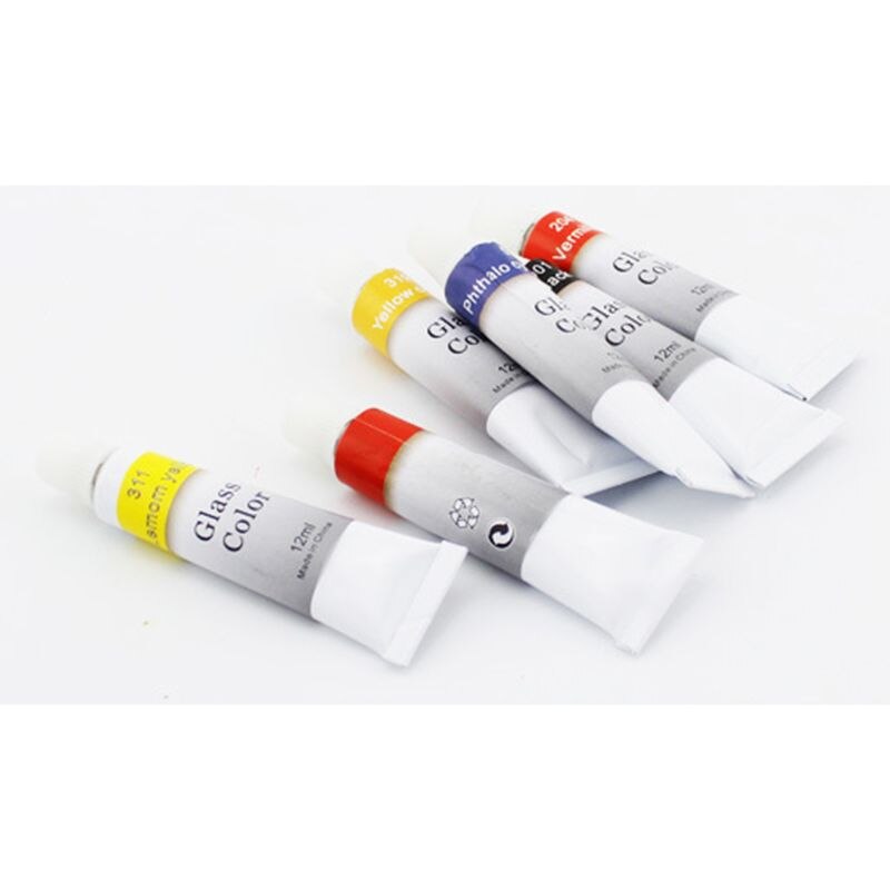 12ml 12 Color Glass Paint Acrylic Hand Painted Pigments Drawing Tubes Art Supply