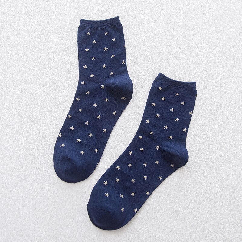 LJIQQ, 5 pares, novedad, azul marino, calcetines azules para hombre, calcetines informales de algodón con personalidad, calcetines de estilo coreano para primavera y verano: C