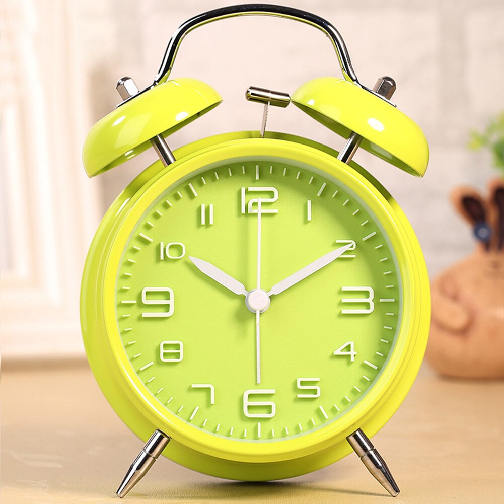 3D Classic School Big Dial Analog Alarm Clock Double Bell Kids Noiseless Battery Operated Night Light Explosion-proof Cute Home: 4