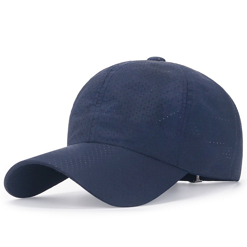 Cokk sommer baseball kasket hurtigtørrende sommerhatte til kvinder mænd unisex solskærm udendørs sport kasket åndbar snapback solhat: Marine blå