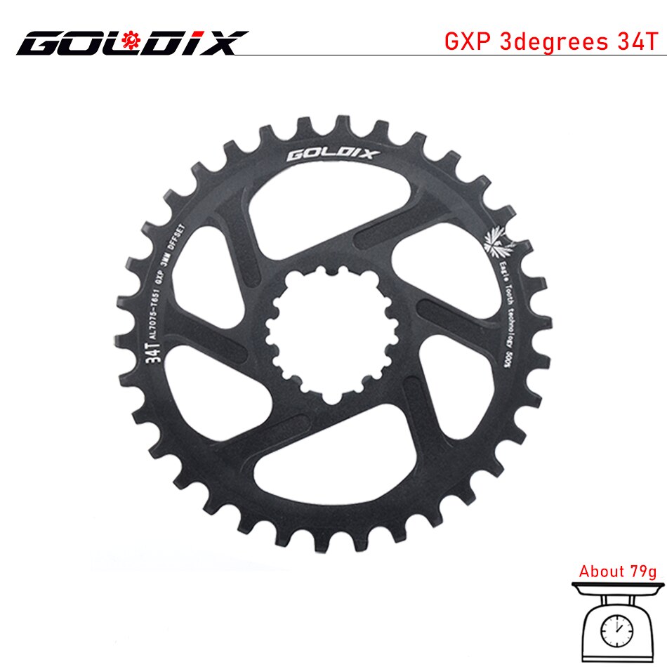 GOLDIX MTB GXP Bicycle Chainring Narrow Wide Mountain Bike Chainwheel 30T 32T 34T 36T 38T For SRAM GXP XX1 X9 XO X01 gx Eagle NX: 3 degree 34T
