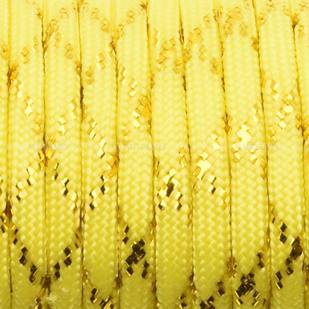 1pcs Gold Silver Cord 550 Paracord Parachute Cord Lanyard Mil Spec Type III 7 Strand Core 100 FT 19 Colors: Dull