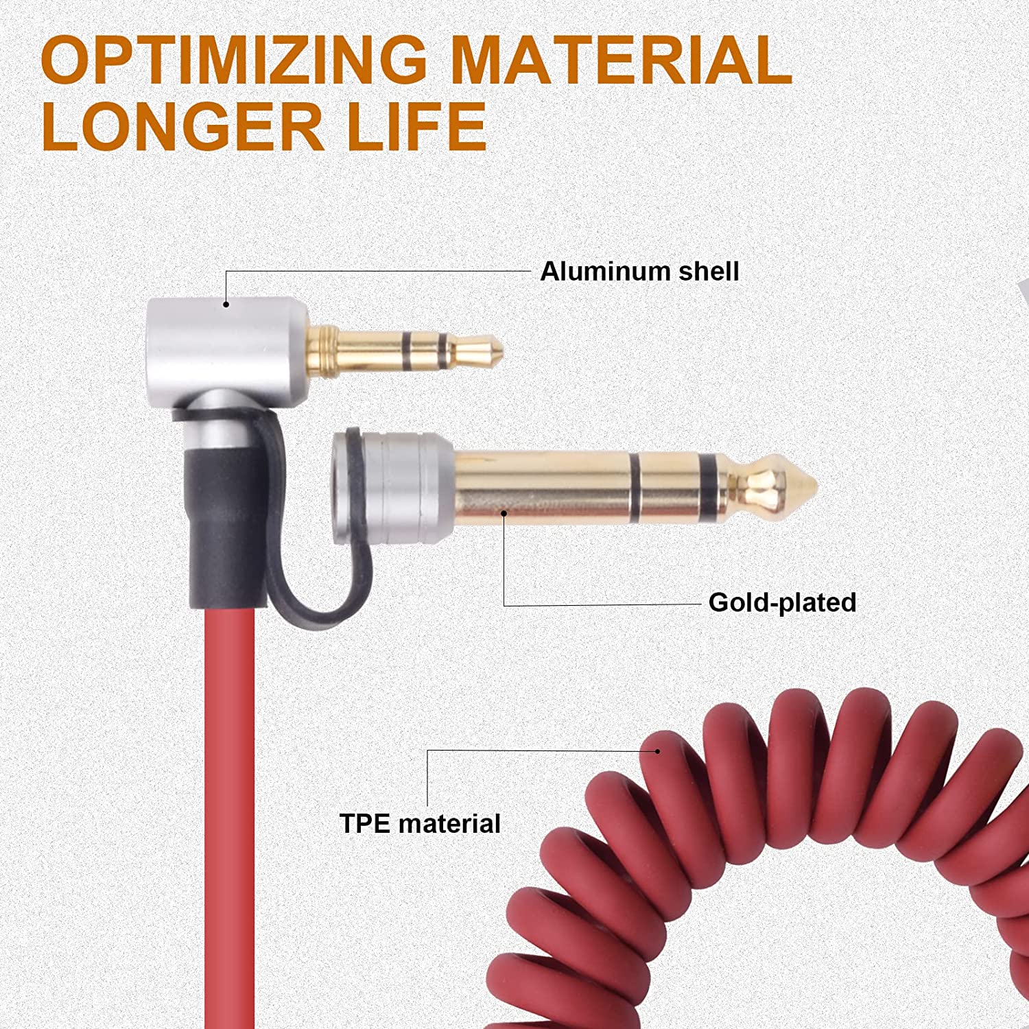 Ersättnings 3.5mm 6.5mm -ljudförlängningskabel kompatibel med beat by dr. dre solo studio pro detox trådlösa mixr-hörlurar