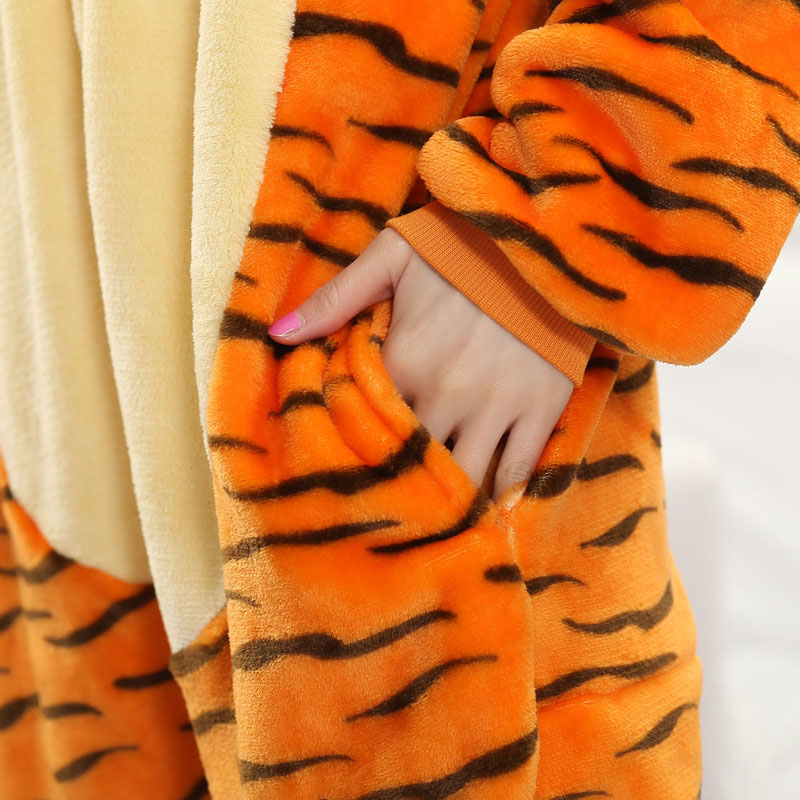 Pijamas de una pieza de tigre, monos de animales de dibujos animados, ropa de dormir, mono, camisón, ropa de descanso, camisón Kigurumi, mono de franela con animales