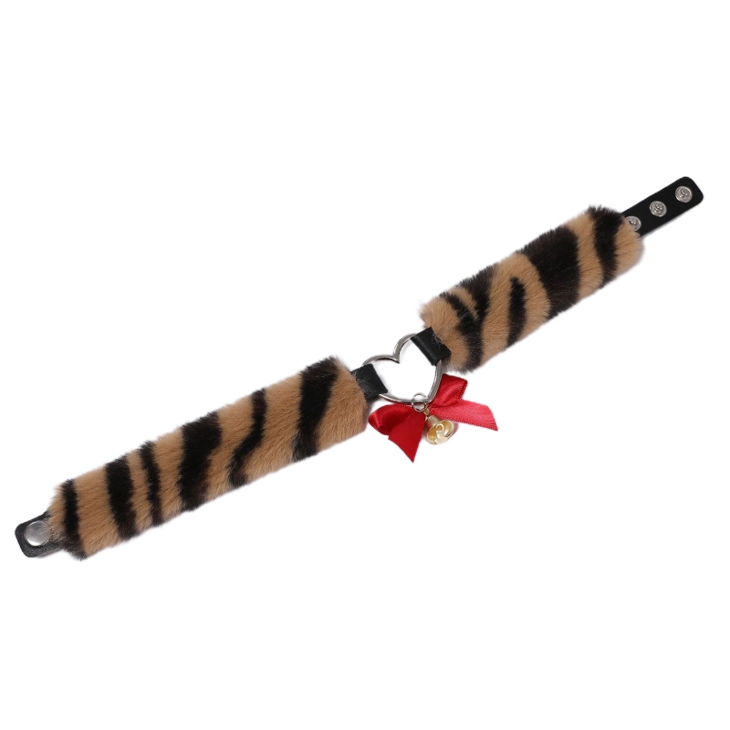 2022 moda serce kołnierz Choker kobiety puszysty naszyjnik punkowe dziewczyny pluszowy łańcuszek do obojczyka biżuteria dekoracyjna na impreza w klubie nocnym: Leopard 1