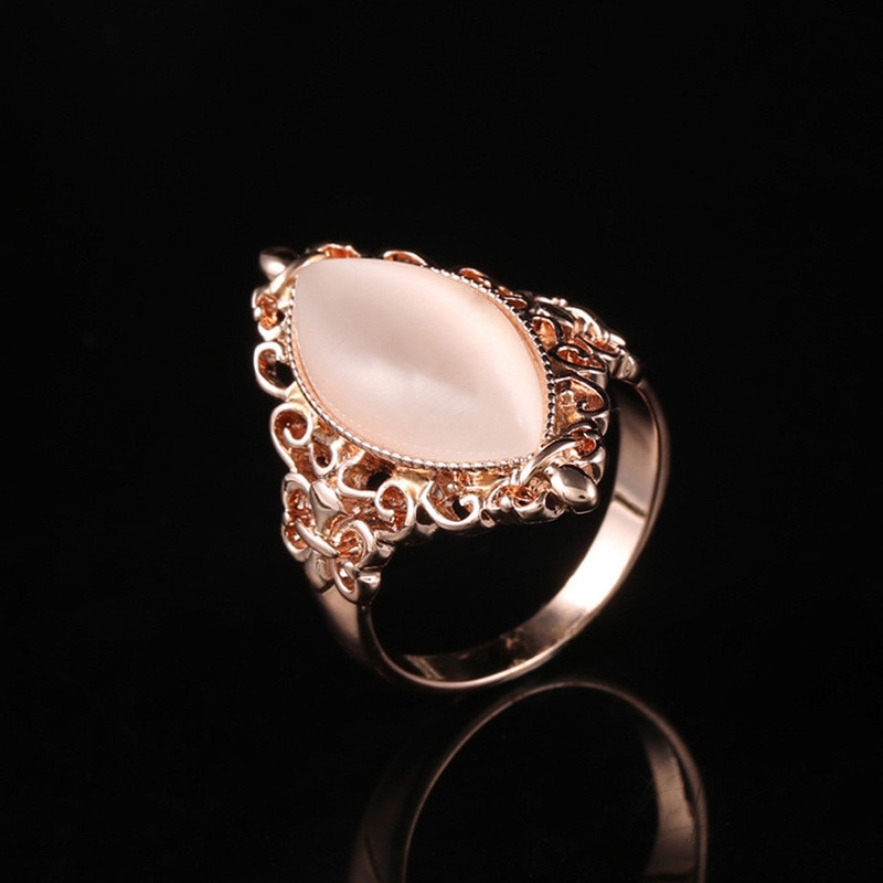 Vintage Rose Gold Opals Ringen Voor Vrouwen Holle Patroon Roze Zirkoon Ring Vrouwelijke Wit Zilveren Sieraden Ring Dames Trouwringen