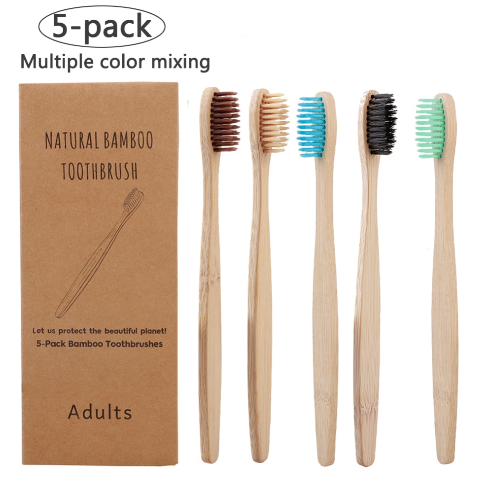 5 pack Adult Bamboo Toothbrushes Soft Bristles eco friendly cepillo dientes bambu Oral Care Toothbrush clareador de dente