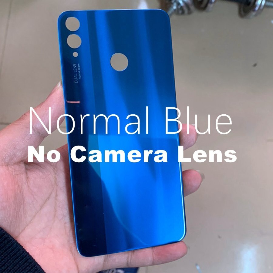 Back Glass Cover For HUAWEI Honor 8X Back Battery Cover Glass Panel Honor View 10 Lite Rear Door Housing Case With Camera Lens: Blue No Lens