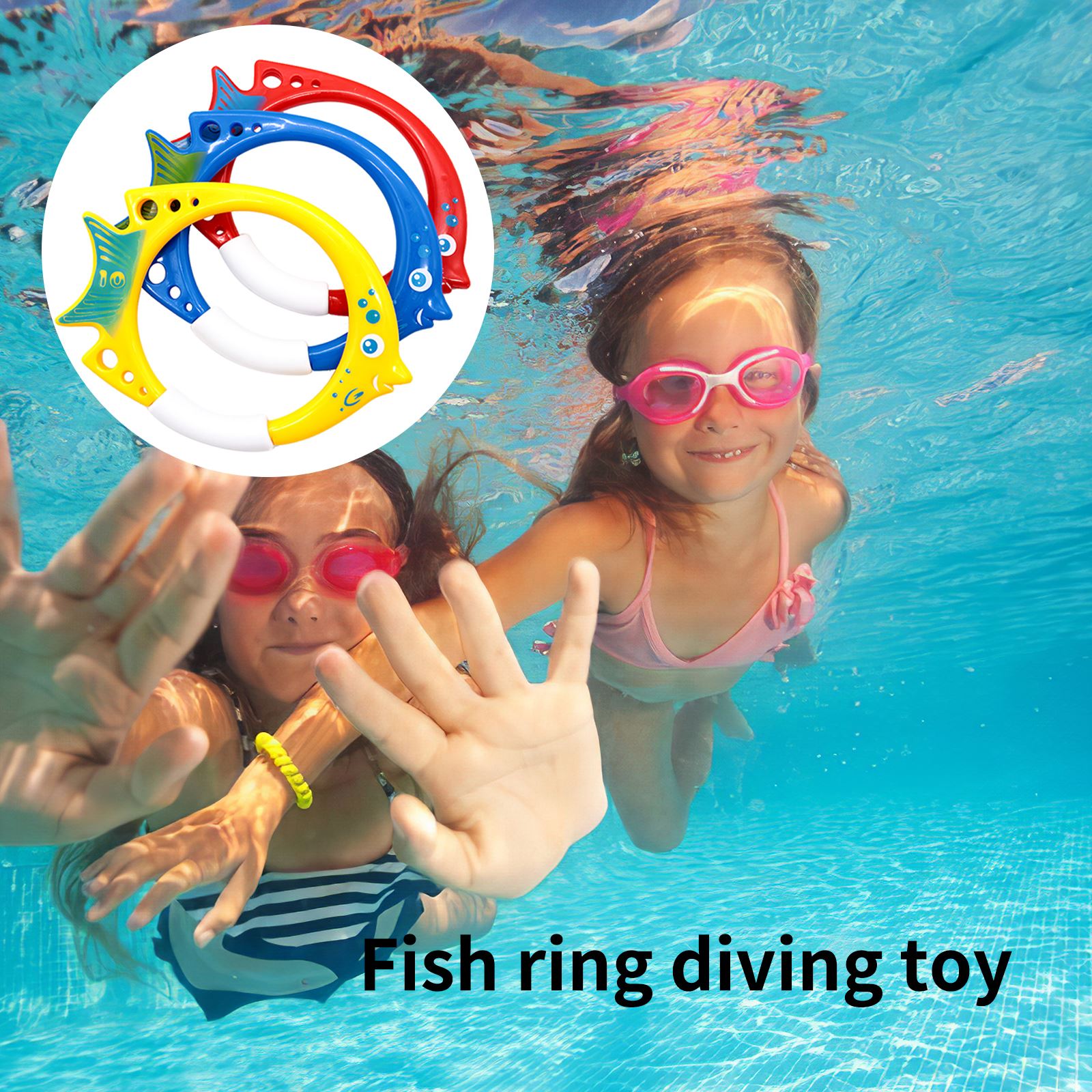 Juguete circular de peces para piscina, herramienta de práctica de natación de agua, Círculo de buceo, juguete de agarre en forma de pez, juego al aire libre para padres e hijos