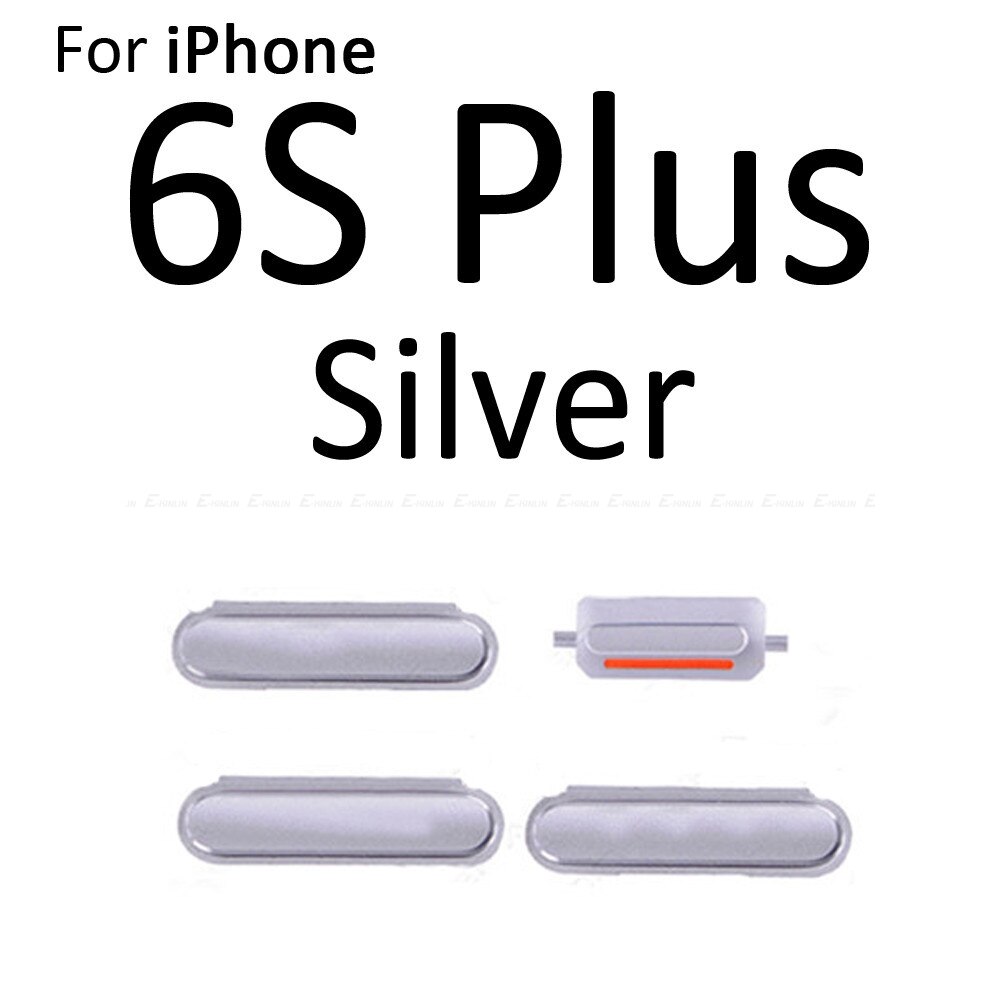 Gran venta botón lateral 4 en 1 para iPhone 6 6S Plus interruptor de volumen de bloqueo de encendido y apagado Botón de tecla silenciosa conjunto completo: For 6S Plus Silver