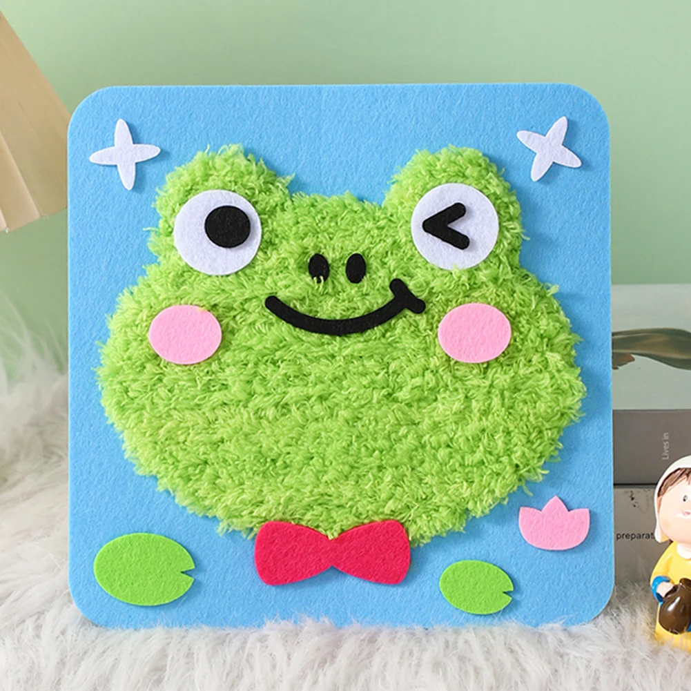 Handmade Wool Embroidery Children's Handmade Plush Sewing Board DIY Sewing Plush Animals Educational Craft Kit: Dark Khaki