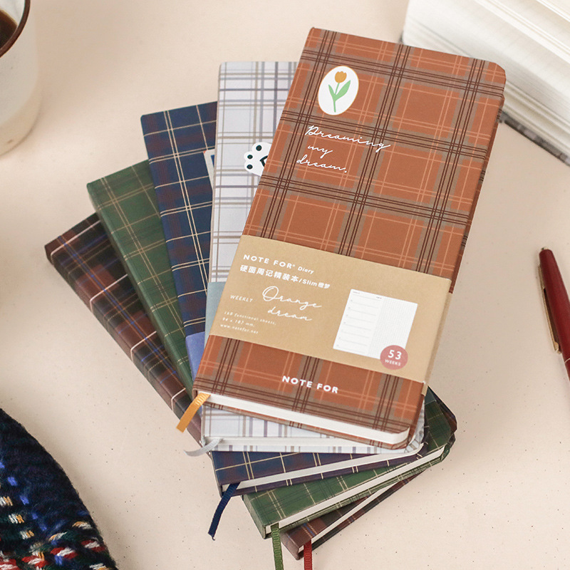 Hardfaced Weekly Notebook English Checked Student Hand Ledger Notebook Korean Stationery Notebook