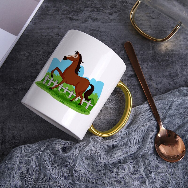 11oz Horse pattern Ceramic mug coffee Mugs Drinkware Coffee Tea Cups Novelty milk cup Drinkware KTDW-062